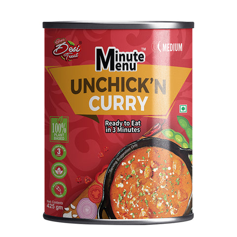 RTE Veg Chicken Curry in a can by Minute Menu featuring Unchick’n Curry, ready to eat in 3 minutes. RTE Veg Chicken Curry in a can by Minute Menu featuring Unchick’n Curry, ready to eat in 3 minutes.