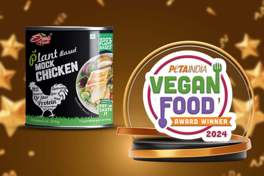PETA India Vegan Food Award 2024 for Best Vegan Meat featuring plant-based mock chicken.