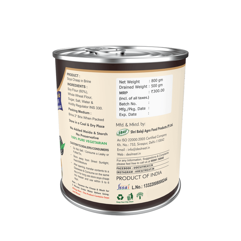 Canned Soya Chaap ready to cook